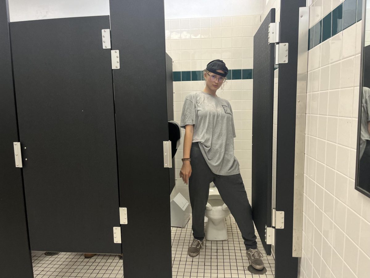 Vaper posing in the bathroom