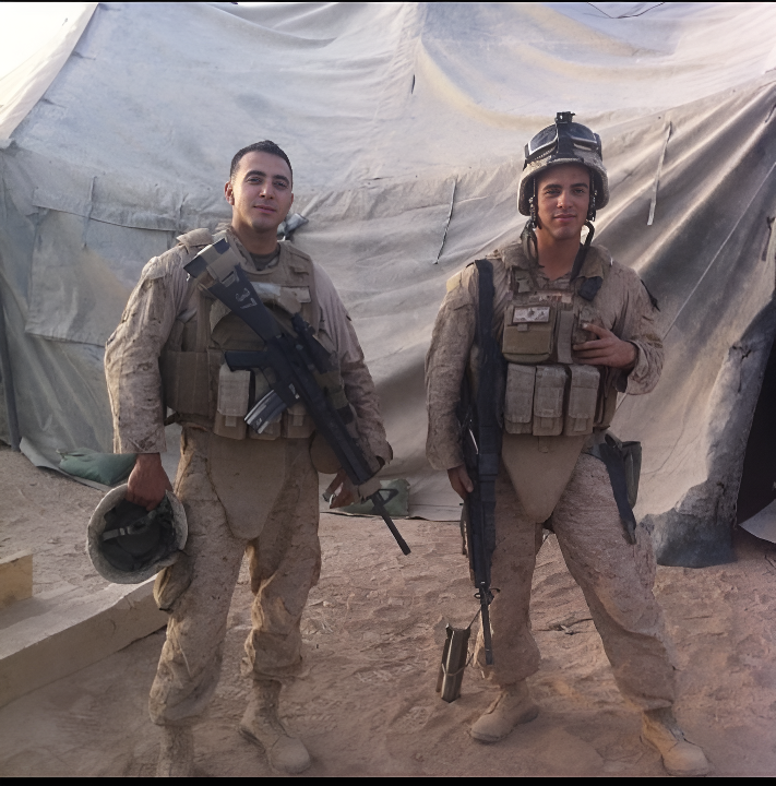 Pictured on the left is Elizar Carrillo and his friend Reynoso on the right during his second deployment to Helmand Province in 2011.