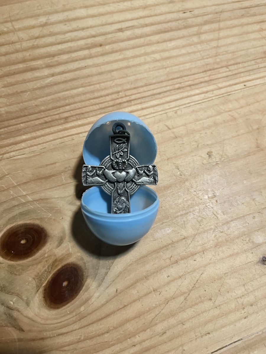 Crucifix in a easter egg.