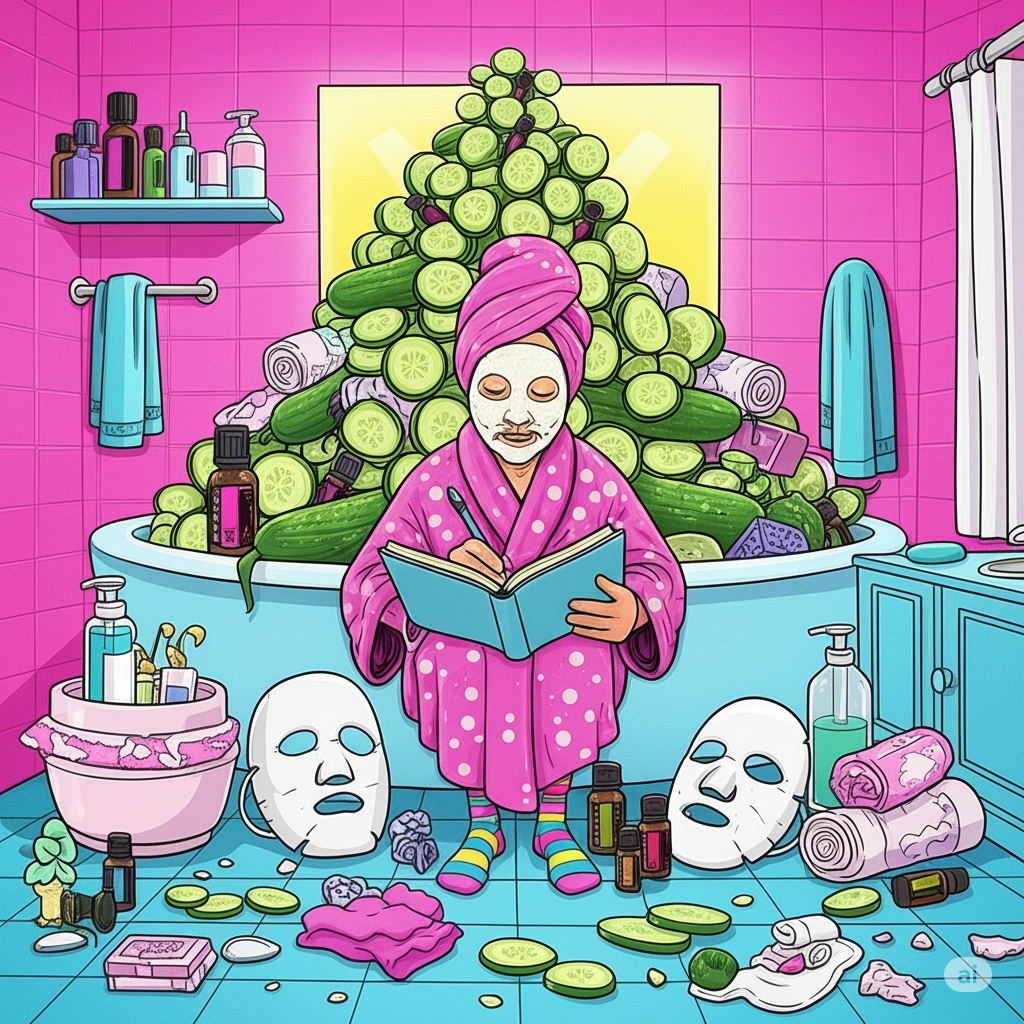 AI generated image displaying self care taken to the extreme.