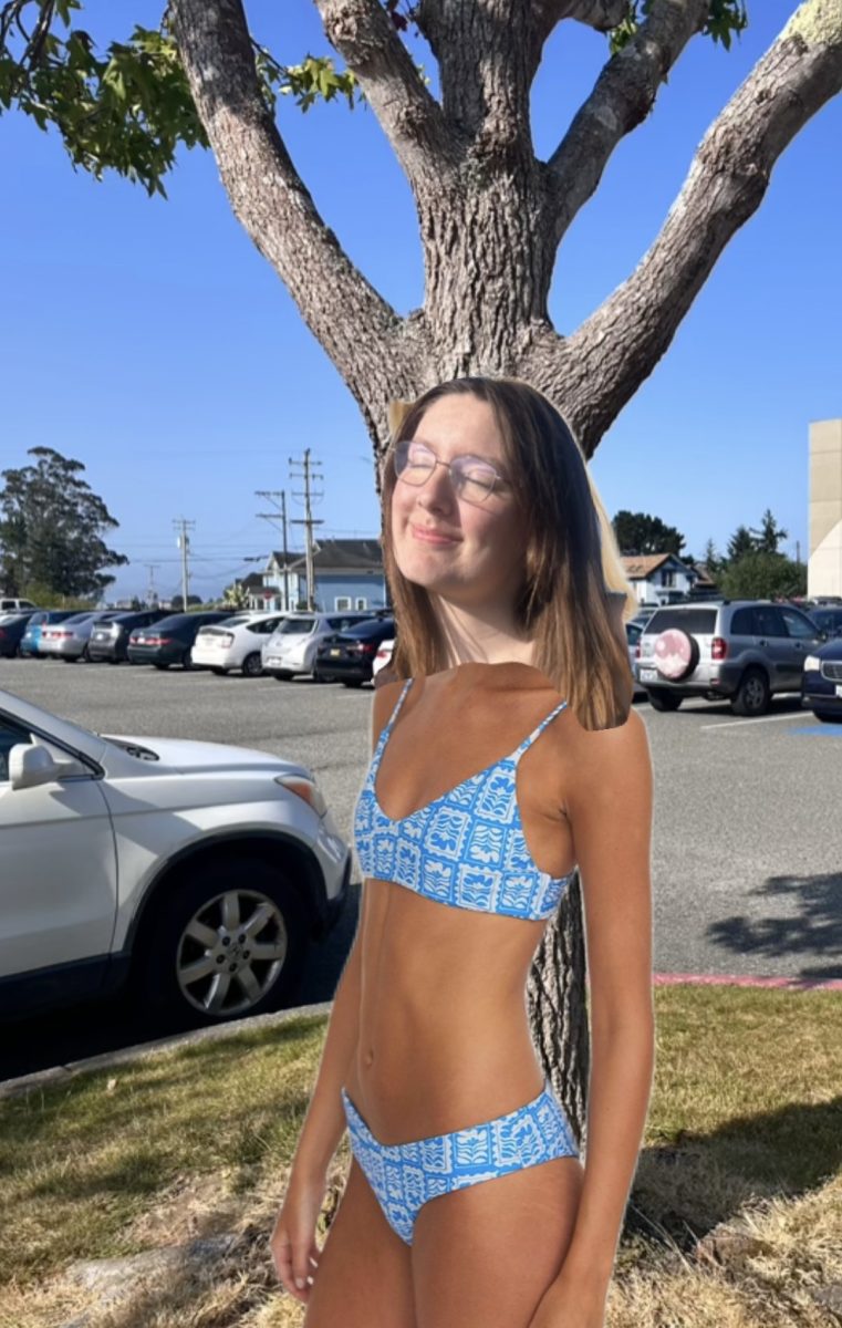 Senior Sasha Dronkers wearing her bikini at school. 