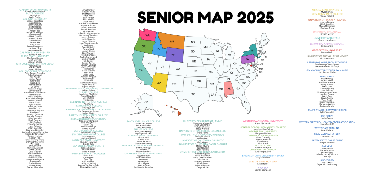 Locations of senior's plans for next year.