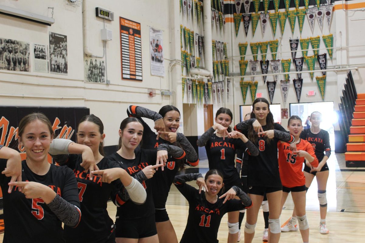 Frosh/soph team poses before the pre-game high fives