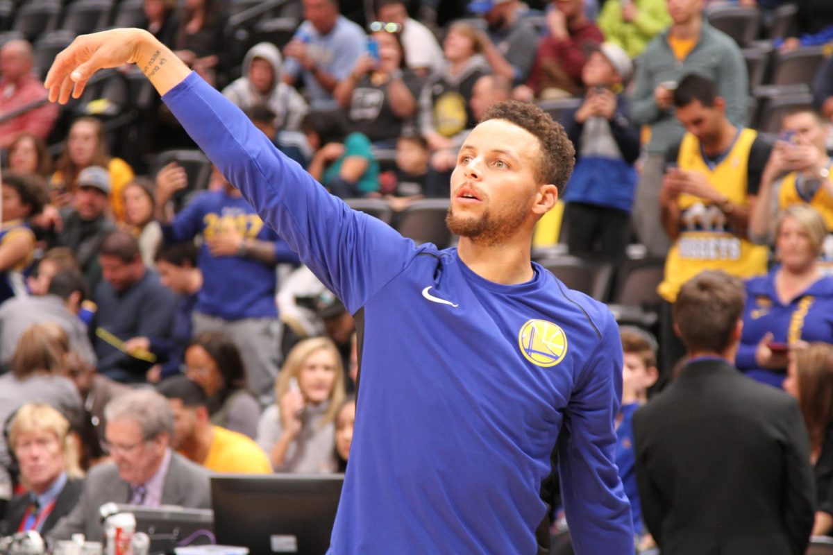 Stephen Curry at the Nuggets vs. Warriors game.