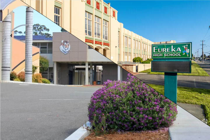 Arcata High below, Eureka High above