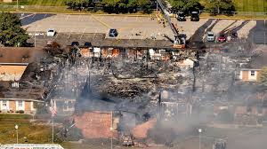 Grand Blanc LDS Church Building in flames