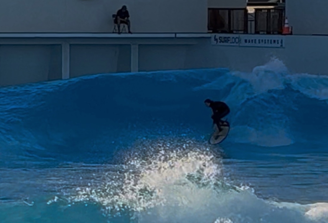 Stratton shredding a wave pool.
