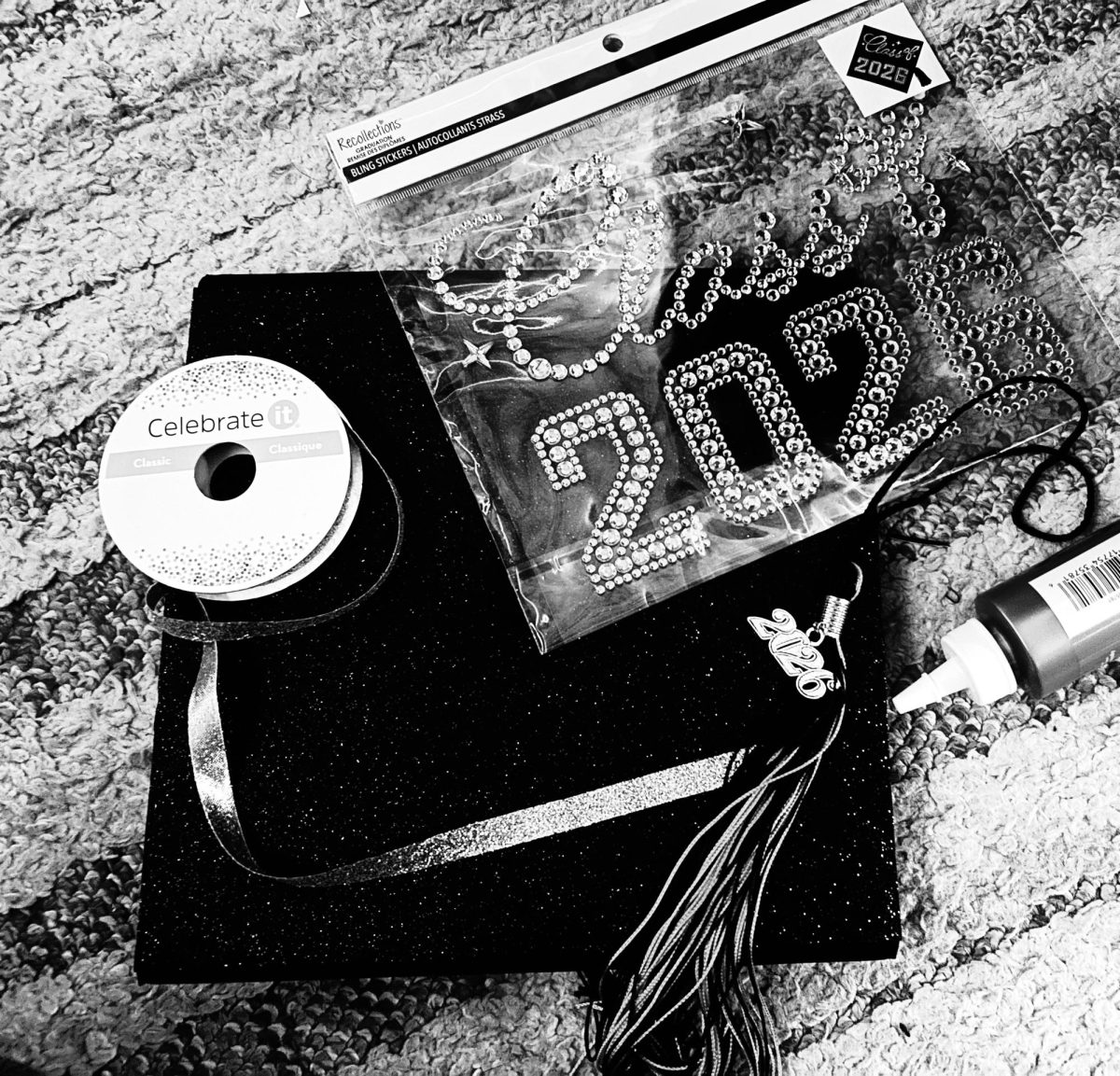 Graduation cap and decorations.