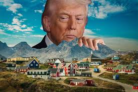 Photoshopped picture of trump looking over Greenland which he recently posted on X.
